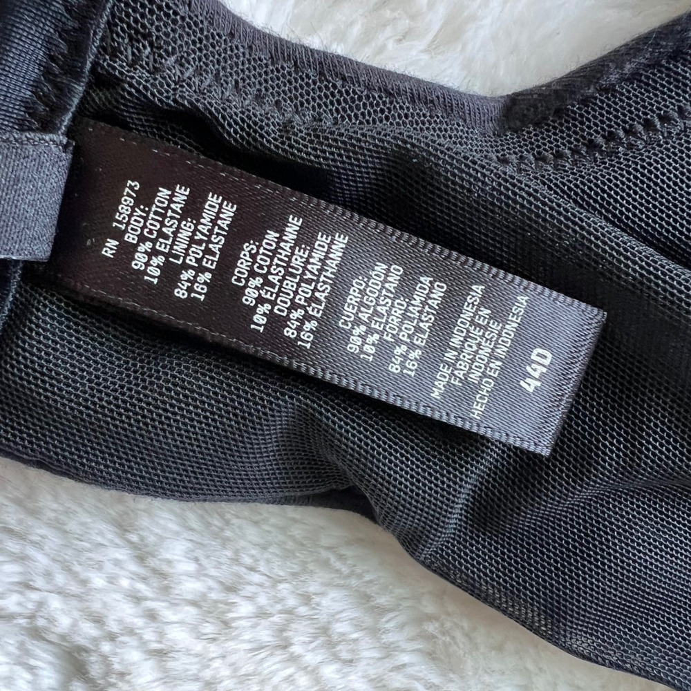 SKIMS Cotton Jersey Unlined Underwire Bra Soot Black Size 44D BR-UWR-0637 NEW - Picture 9 of 11